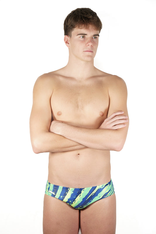 Blue - Green Striped Pauna Brief Swimsuit