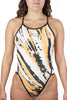 Orange Striped Pauna Thin Strap Swimsuit