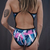 Pink Print Wave Thin Strap Swimsuit